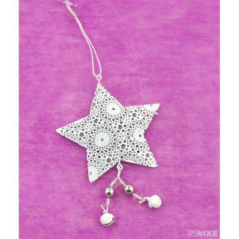 ZÁVĚS HVĚZDA PLECH 9cm*BÍLÁ