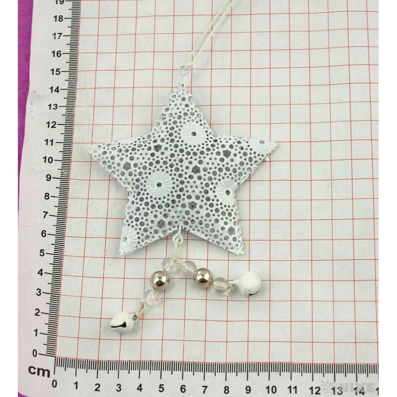 ZÁVĚS HVĚZDA PLECH 9cm*BÍLÁ