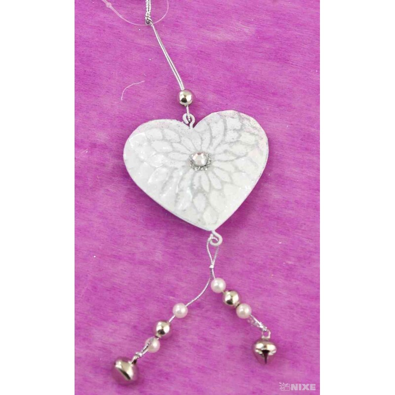 ZÁVĚS SRDCE PLECH 5,5cm*BÍLÁ