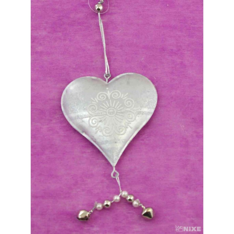 ZÁVĚS SRDCE PLECH 9cm*STŘÍBRNÁ