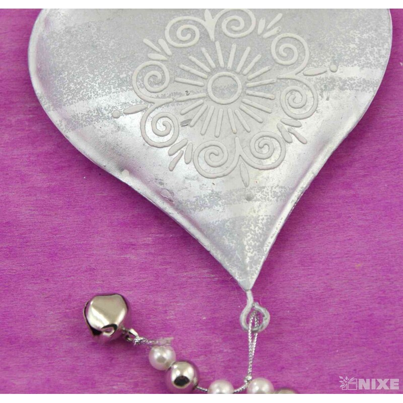 ZÁVĚS SRDCE PLECH 9cm*STŘÍBRNÁ