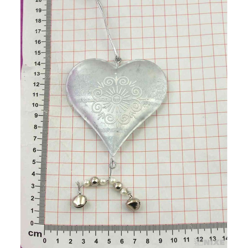 ZÁVĚS SRDCE PLECH 9cm*STŘÍBRNÁ