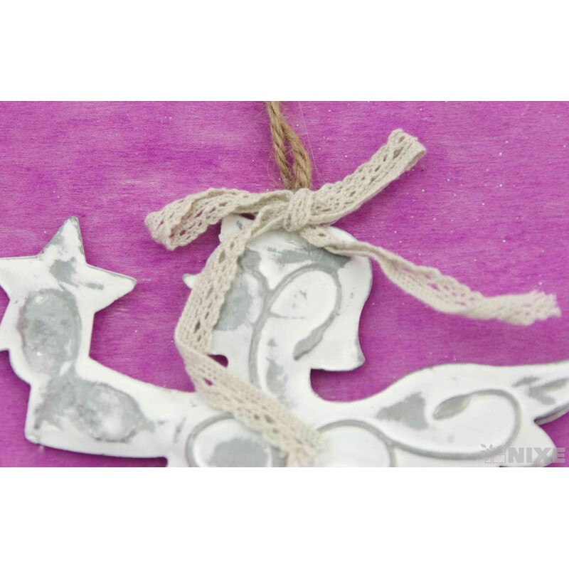 ZÁVĚS ANDĚL PLECH 12cm*BÍLÁ+STŘÍBRNÁ