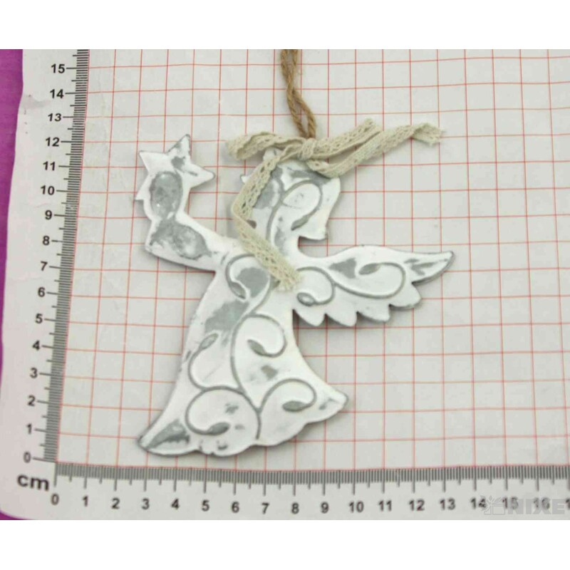 ZÁVĚS ANDĚL PLECH 12cm*BÍLÁ+STŘÍBRNÁ