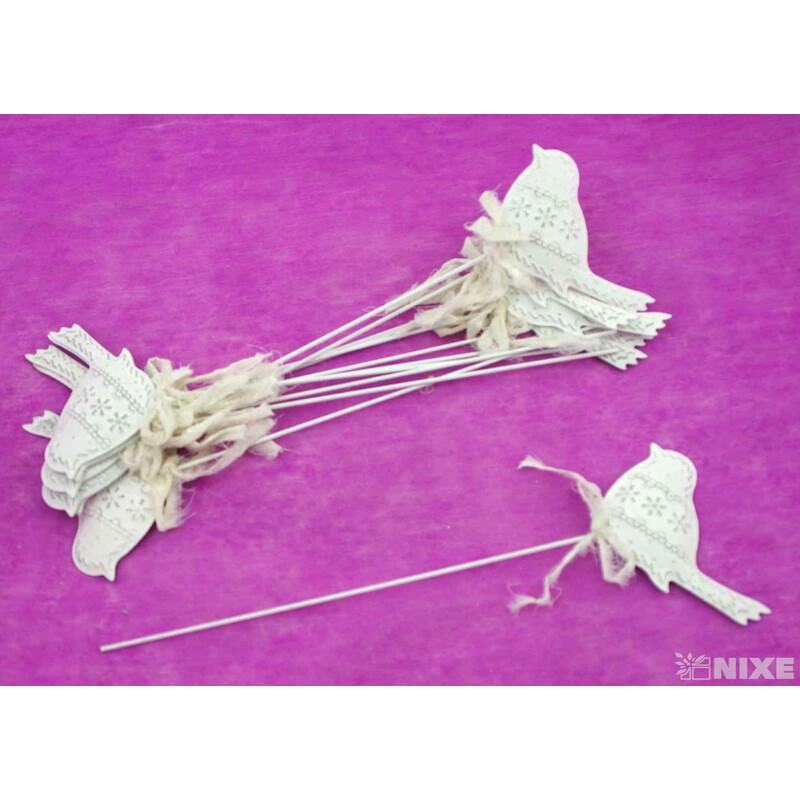 ZÁPICH PTÁČEK PLECH 12ks 11x32cm*BÍLÁ