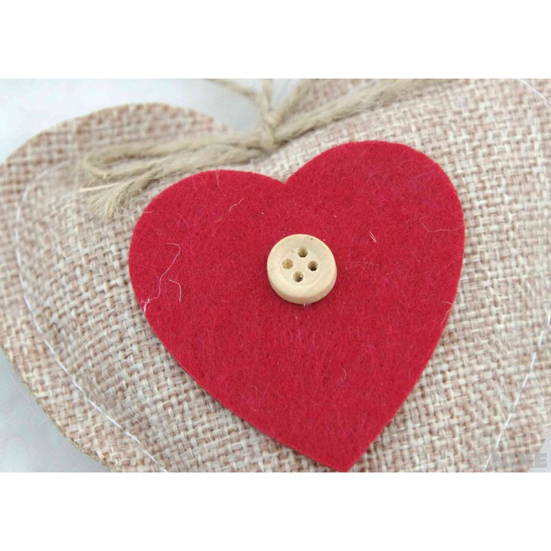 ZÁVĚS SRDCE TEXTIL 10cm*PŘÍRODNÍ