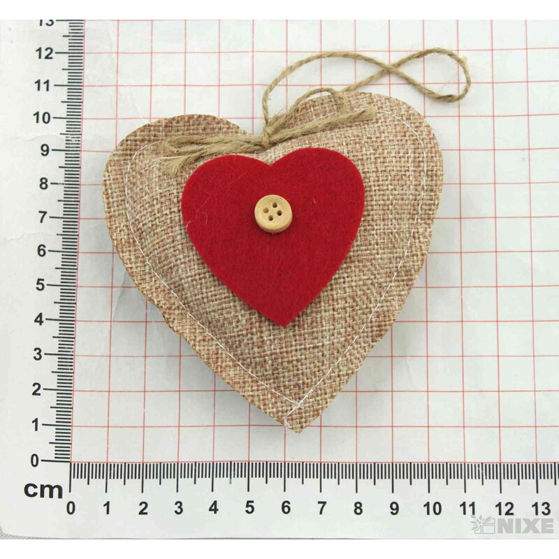 ZÁVĚS SRDCE TEXTIL 10cm*PŘÍRODNÍ