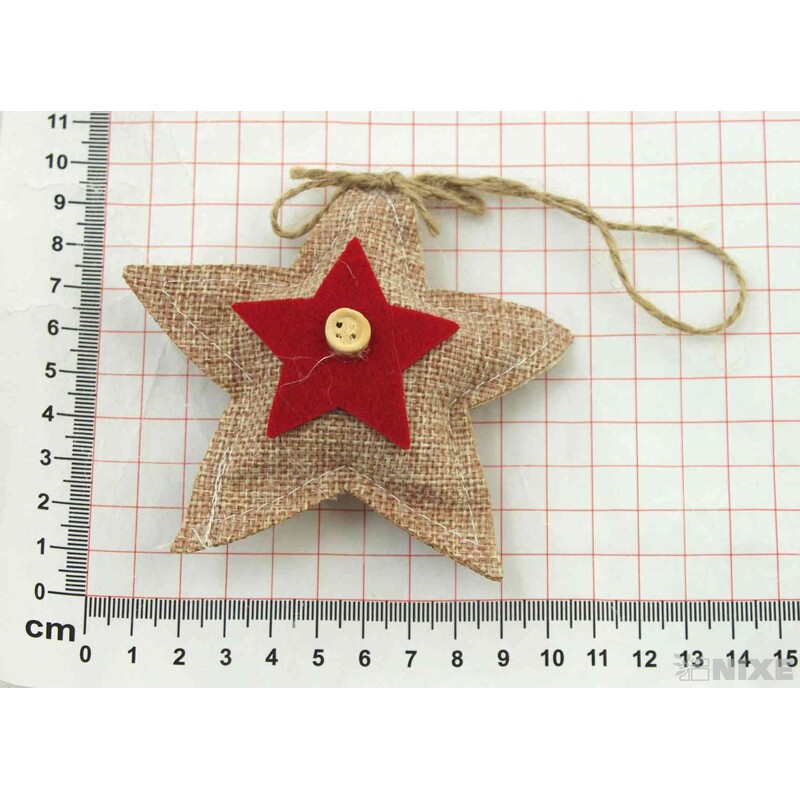 ZÁVĚS HVĚZDA TEXTIL 10cm*PŘÍRODNÍ
