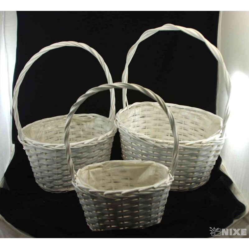 KOŠ PROUTÍ 47x19x28cm 43x17x22 39x14x18*BÍLÁ