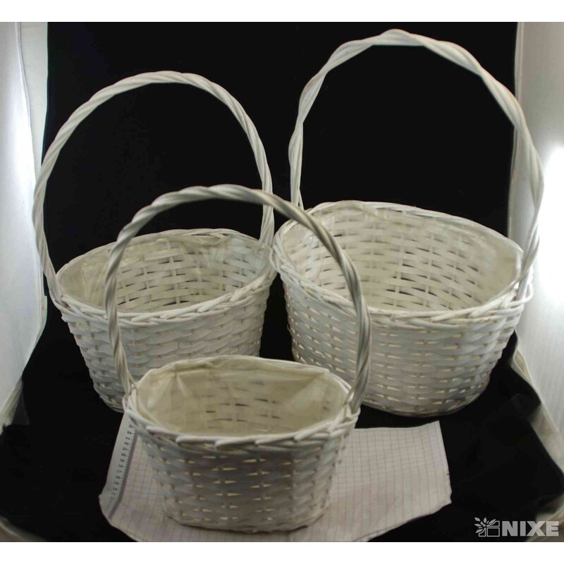 KOŠ PROUTÍ 47x19x28cm 43x17x22 39x14x18*BÍLÁ