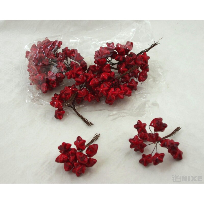 HVĚZDA PŘÍZDOBA 2,5x10cm 12ks 12sv*ČERVENÁ