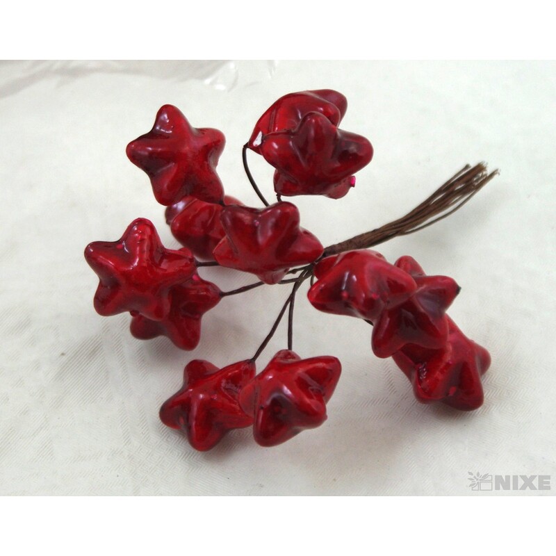 HVĚZDA PŘÍZDOBA 2,5x10cm 12ks 12sv*ČERVENÁ