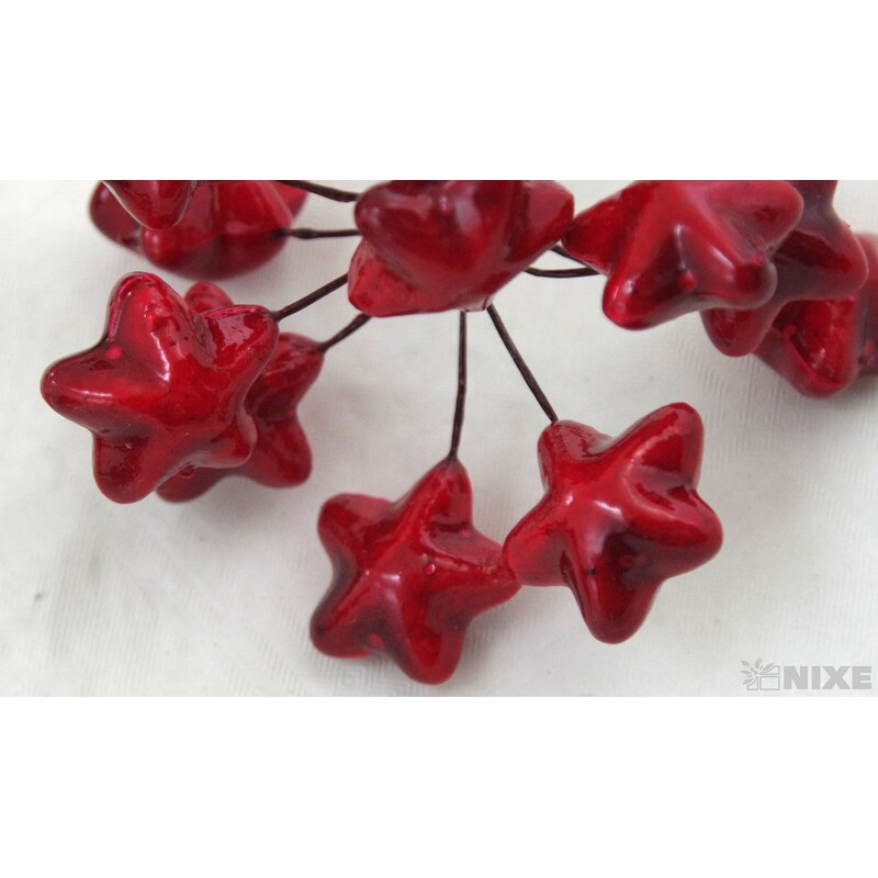 HVĚZDA PŘÍZDOBA 2,5x10cm 12ks 12sv*ČERVENÁ