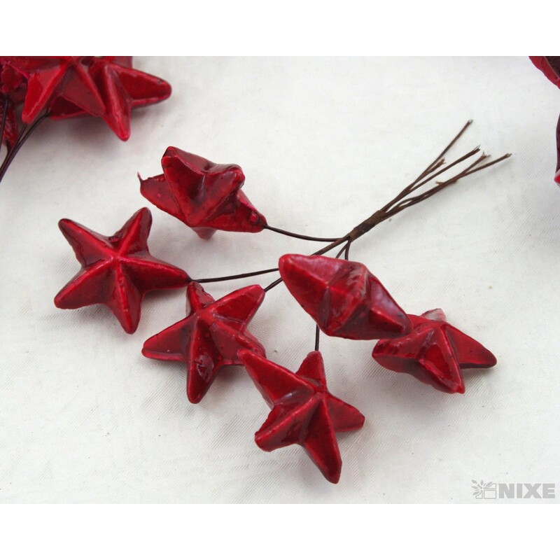 HVĚZDA PŘÍZDOBA 4x14cm 6ks 12sv*ČERVENÁ