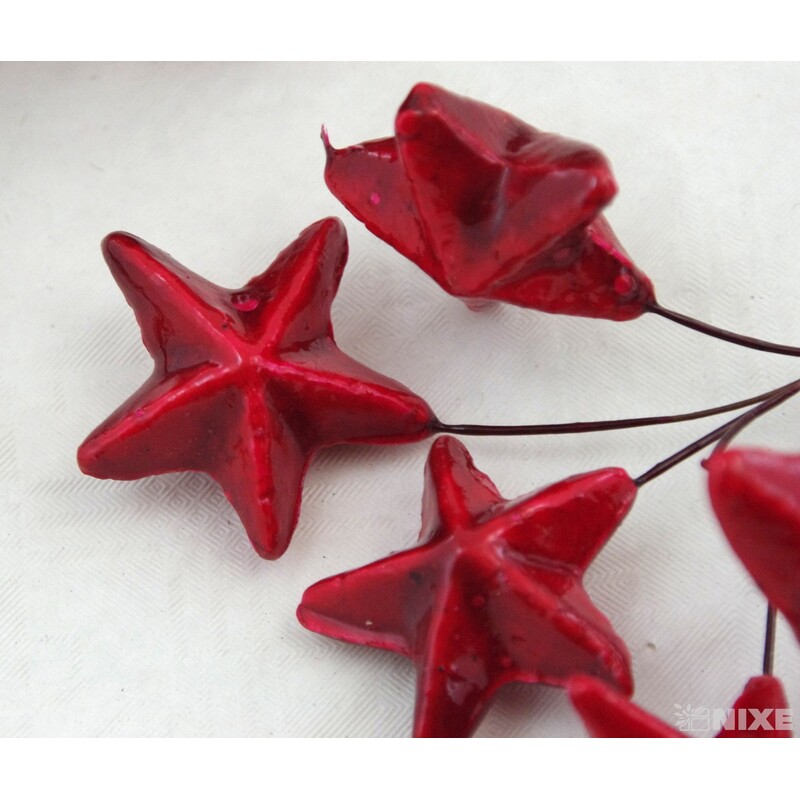 HVĚZDA PŘÍZDOBA 4x14cm 6ks 12sv*ČERVENÁ
