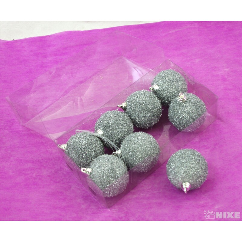 KOULE ZÁVĚS 6cm 8ks*STŘÍBRNÁ