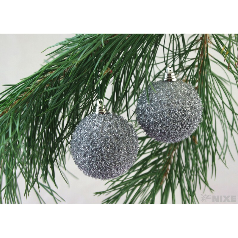 KOULE ZÁVĚS 6cm 8ks*STŘÍBRNÁ