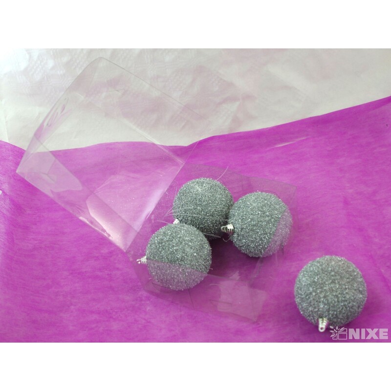 KOULE ZÁVĚS 8cm 4ks*STŘÍBRNÁ