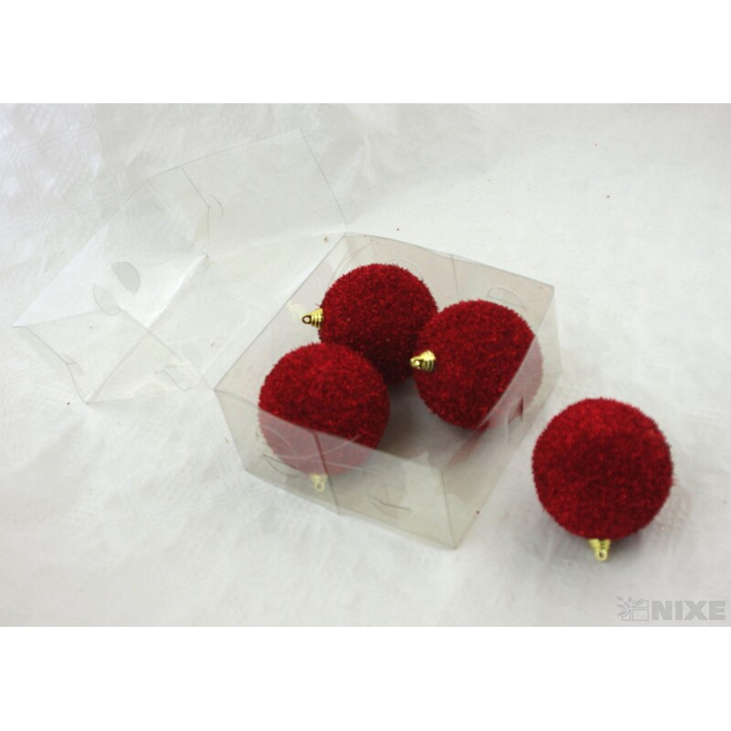 KOULE ZÁVĚS 8cm 4ks*ČERVENÁ