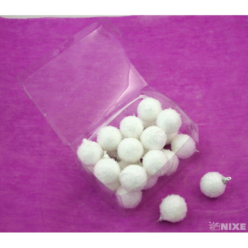 KOULE ZÁVĚS 4cm 24ks*BÍLÁ