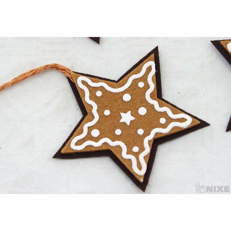 ZÁVĚS PERNÍČEK HVĚZDA 8cm 4ks*HNĚDÁ