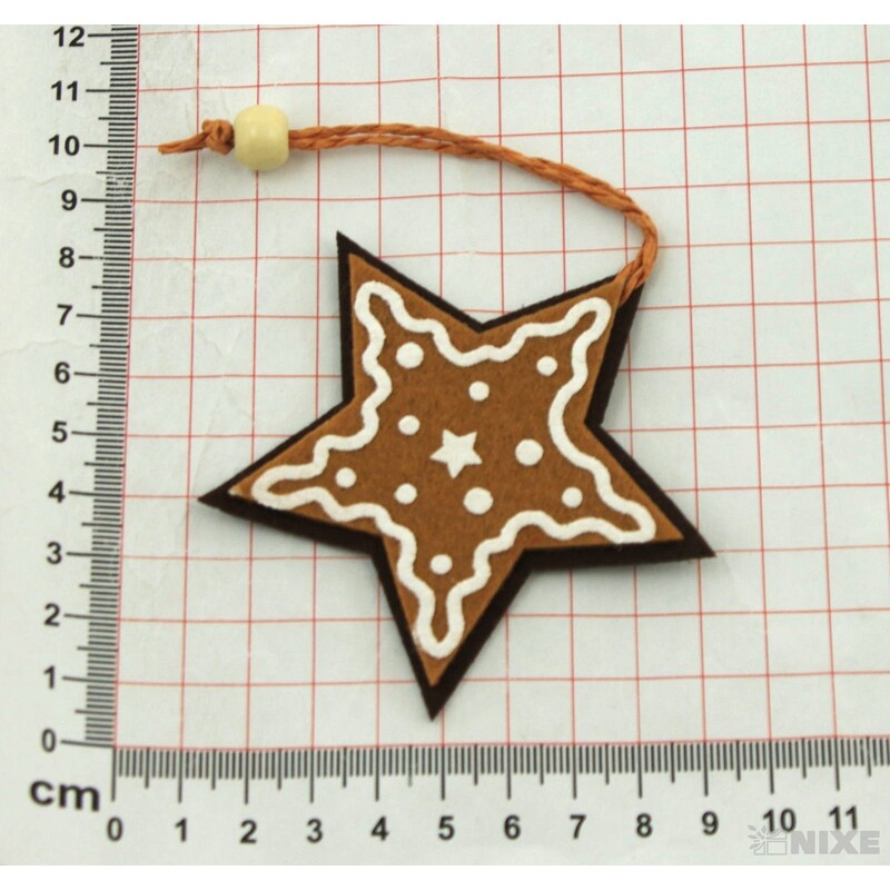 ZÁVĚS PERNÍČEK HVĚZDA 8cm 4ks*HNĚDÁ