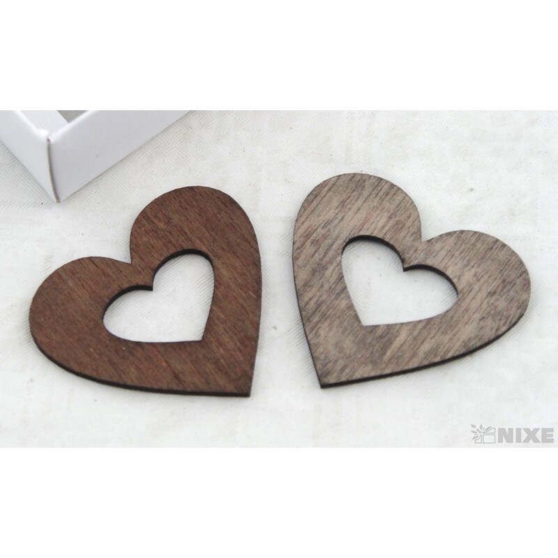 SRDCE DŘEVO 6cm 18ks*HNĚDÁ