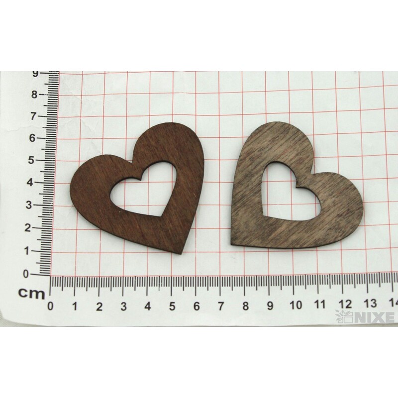 SRDCE DŘEVO 6cm 18ks*HNĚDÁ