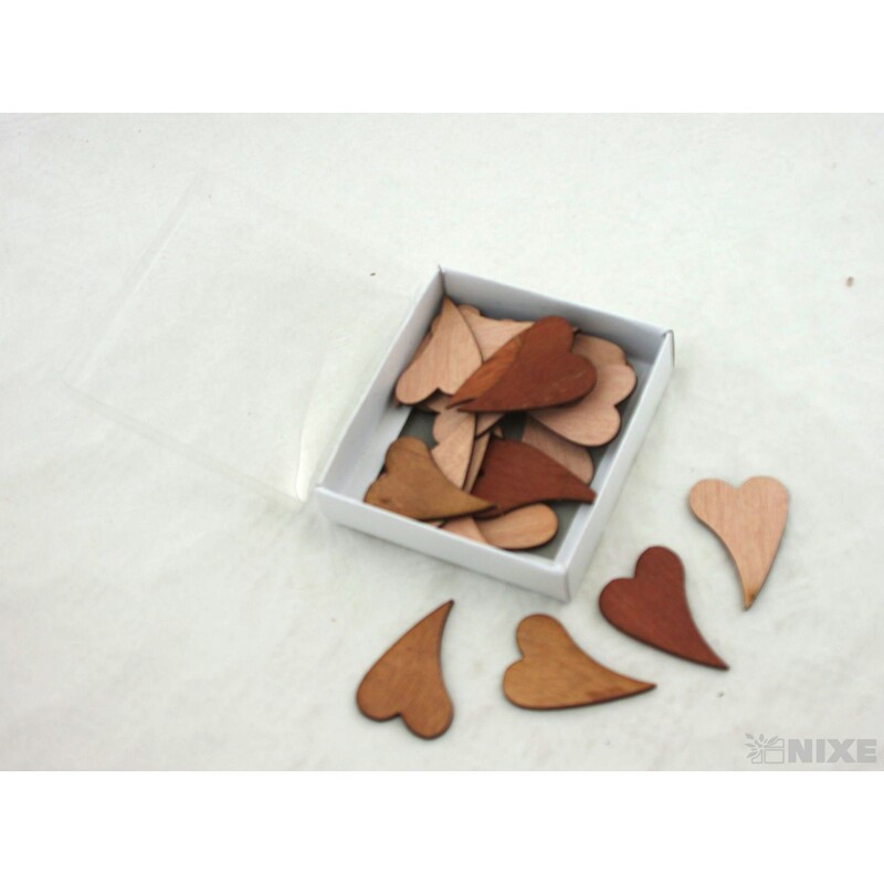 SRDCE DŘEVO 6x4cm 24ks*PŘÍRODNÍ