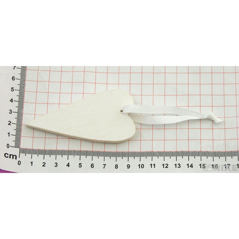 ZÁVĚS SRDCE DŘEVO 9x4,5cm 10ks*BÍLÁ