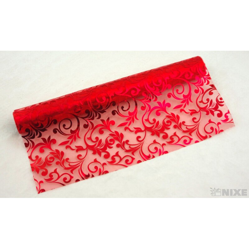 ROLE ORGANZA TISK 36cmx5yd*ČERVENÁ