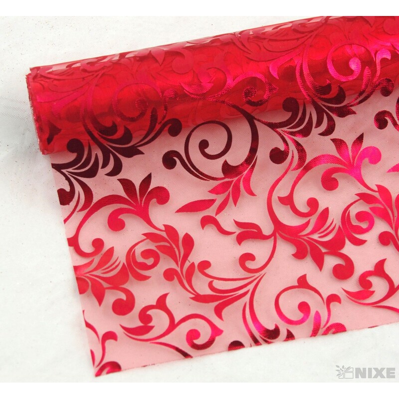 ROLE ORGANZA TISK 36cmx5yd*ČERVENÁ