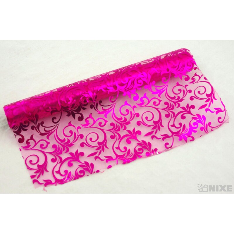 ROLE ORGANZA TISK 36cmx5yd*RŮŽOVÁ TM.