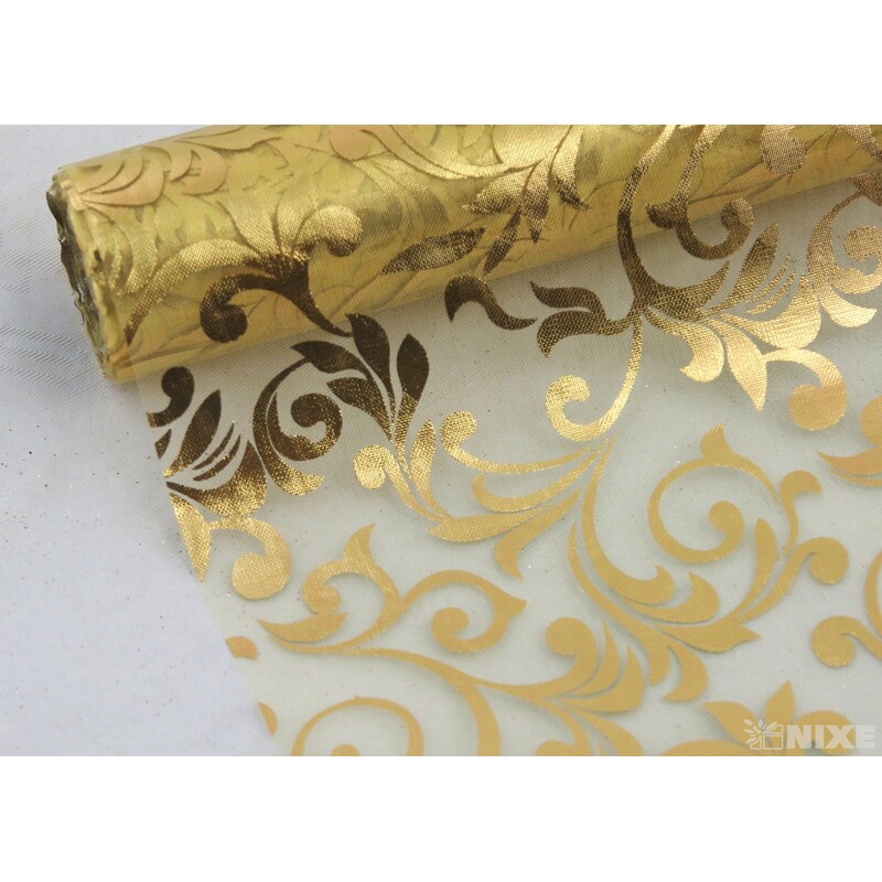 ROLE ORGANZA TISK 36cmx5yd*ZLATÁ