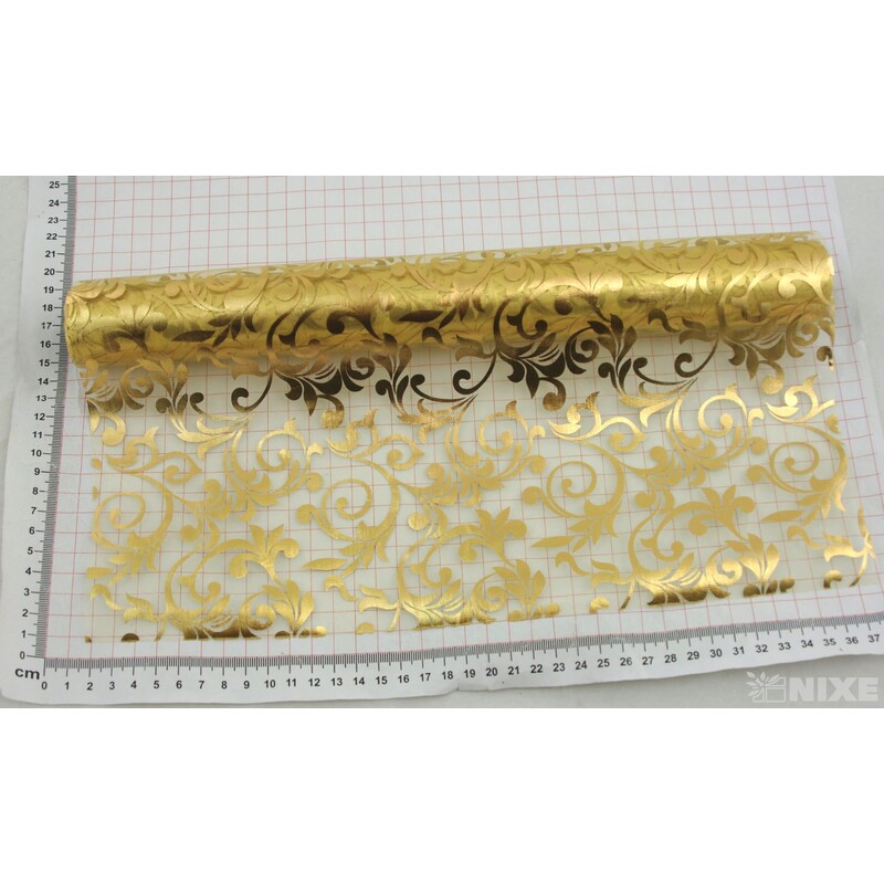 ROLE ORGANZA TISK 36cmx5yd*ZLATÁ