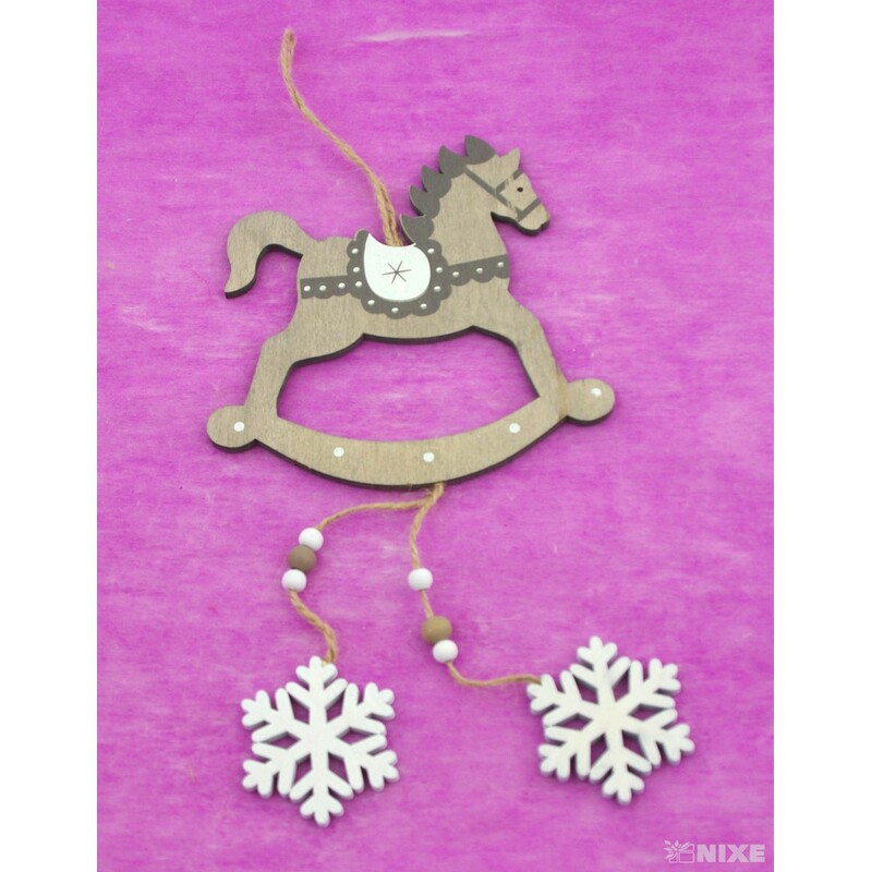 ZÁVĚS KONÍK DŘEVO 12x14cm*MIX BAREV