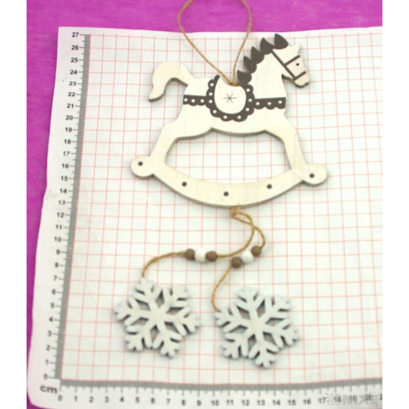 ZÁVĚS KONÍK DŘEVO 12x14cm*MIX BAREV