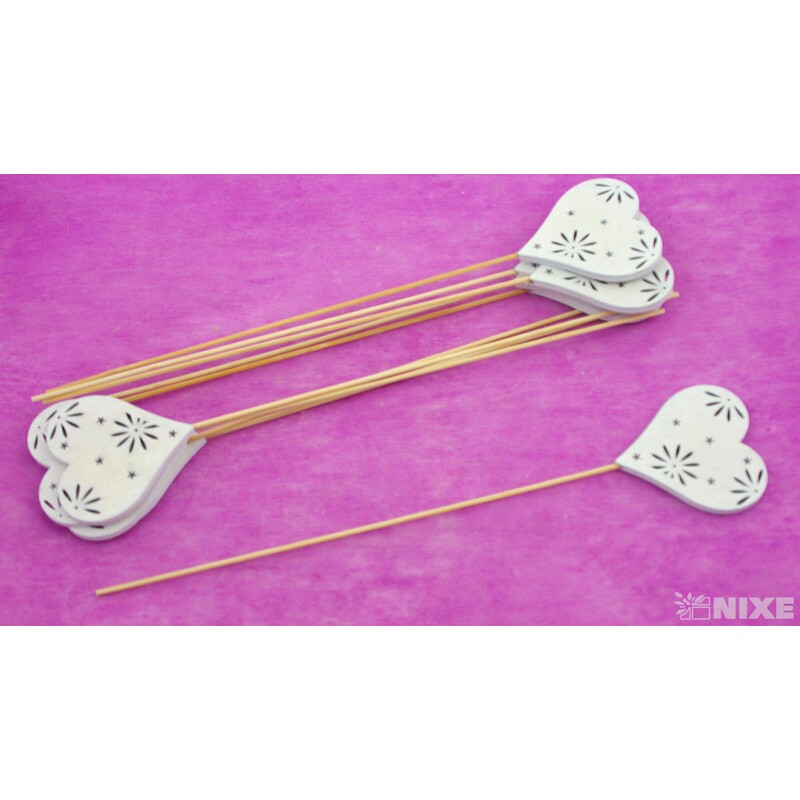 ZÁPICH SRDCE 7x32cm 10ks*BÍLÁ