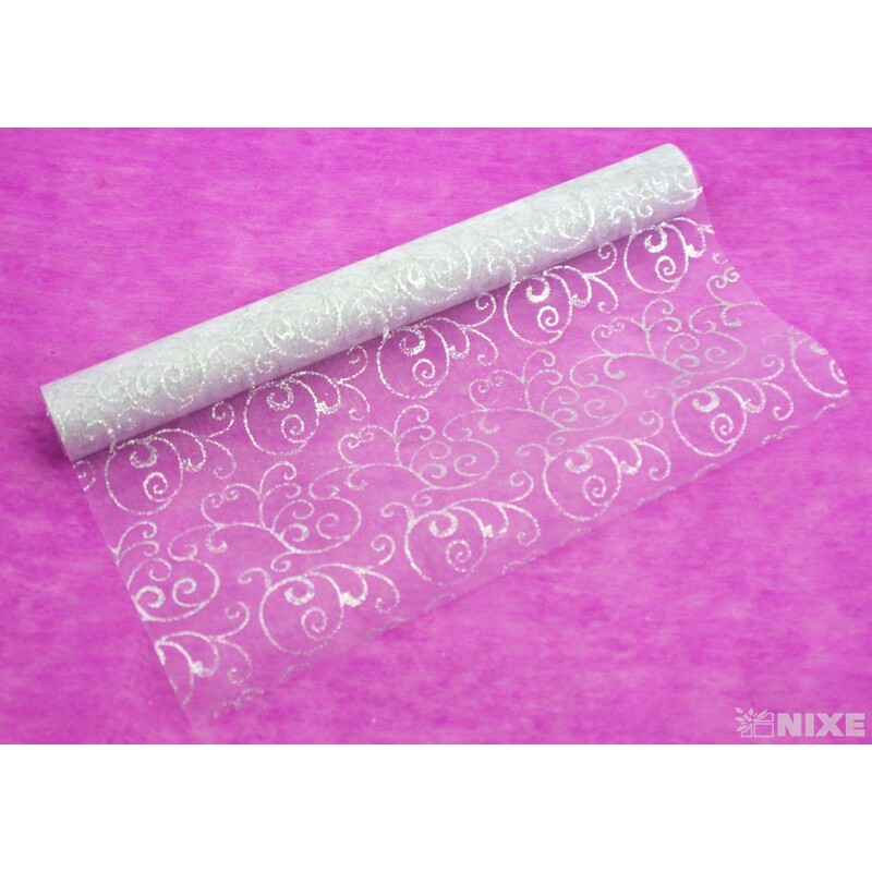 ORGANZA GLITR 36 36cmx5yd*STŘÍBRNÁ