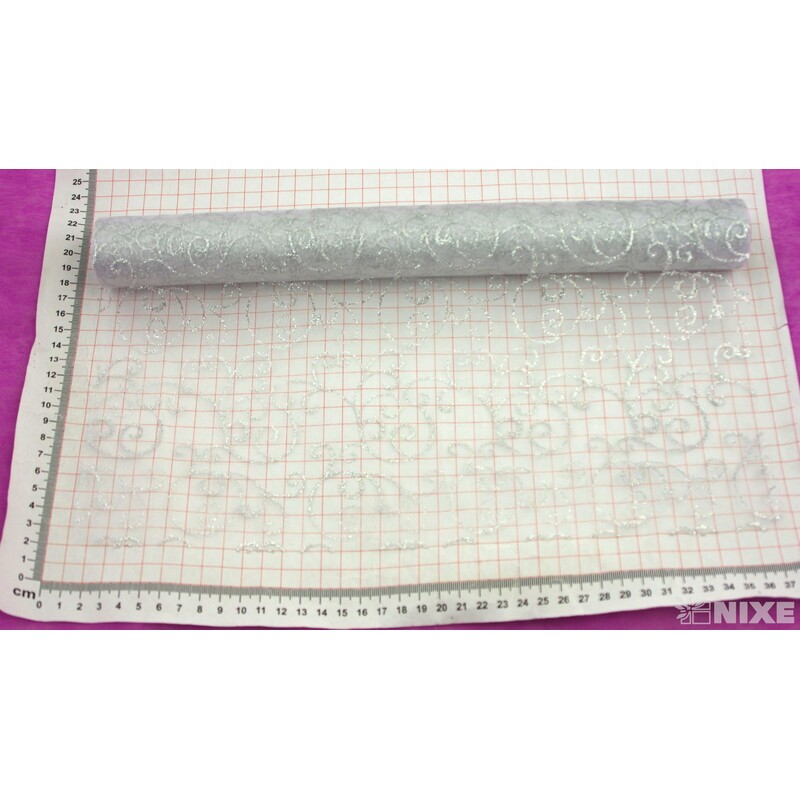 ORGANZA GLITR 36 36cmx5yd*STŘÍBRNÁ