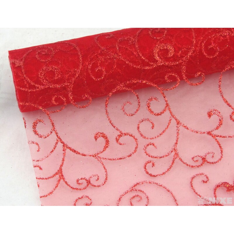 ORGANZA GLITR 36 36cmx5yd*ČERVENÁ