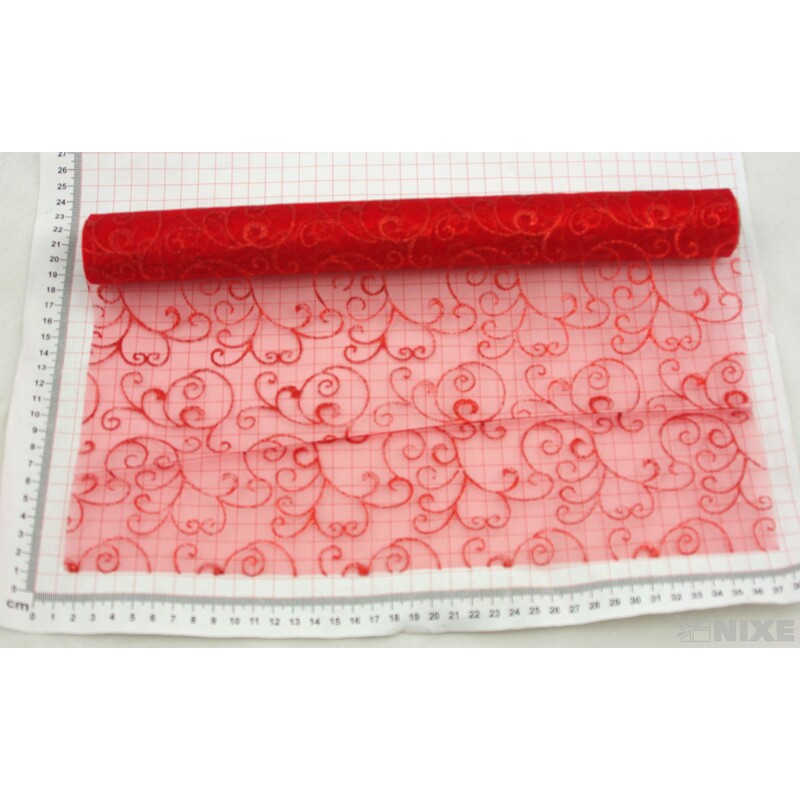 ORGANZA GLITR 36 36cmx5yd*ČERVENÁ