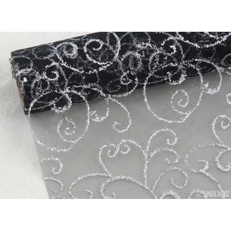 ORGANZA GLITR 36 36cmx5yd*ČERNÁ