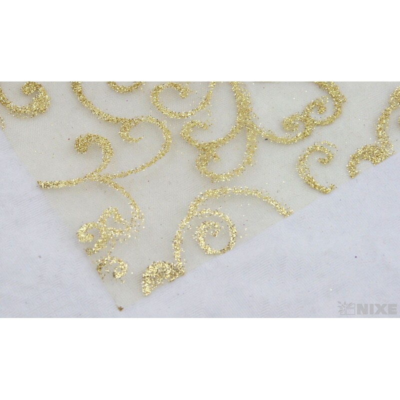 ORGANZA GLITR 38 12cmx10yd*ZLATÁ
