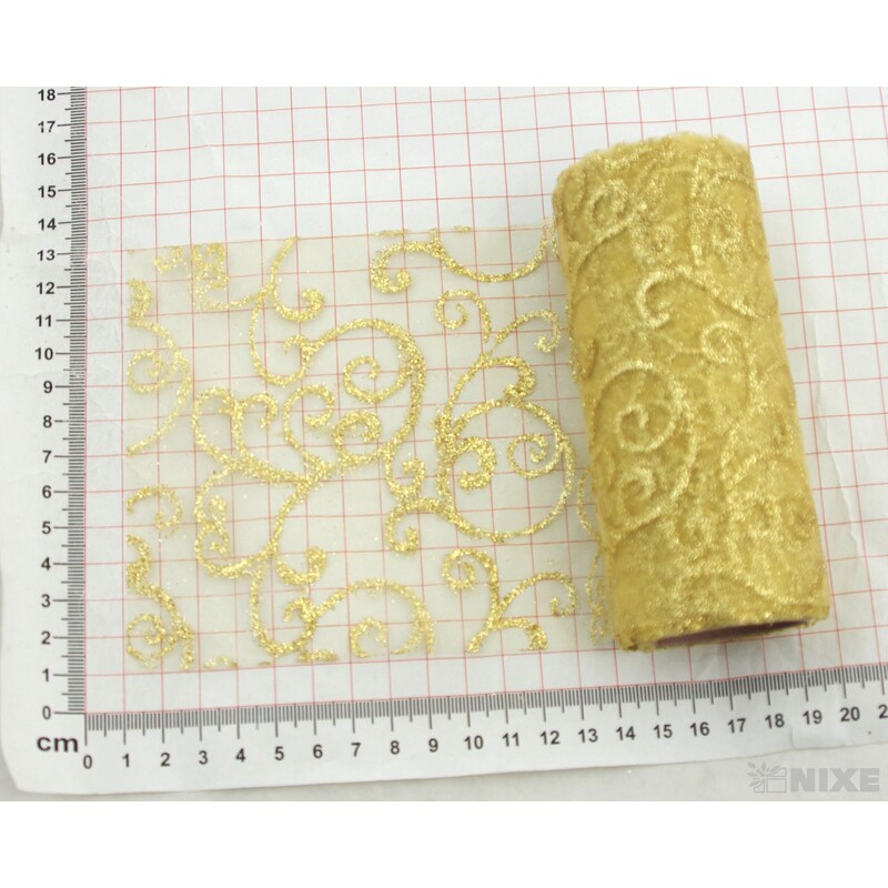 ORGANZA GLITR 38 12cmx10yd*ZLATÁ