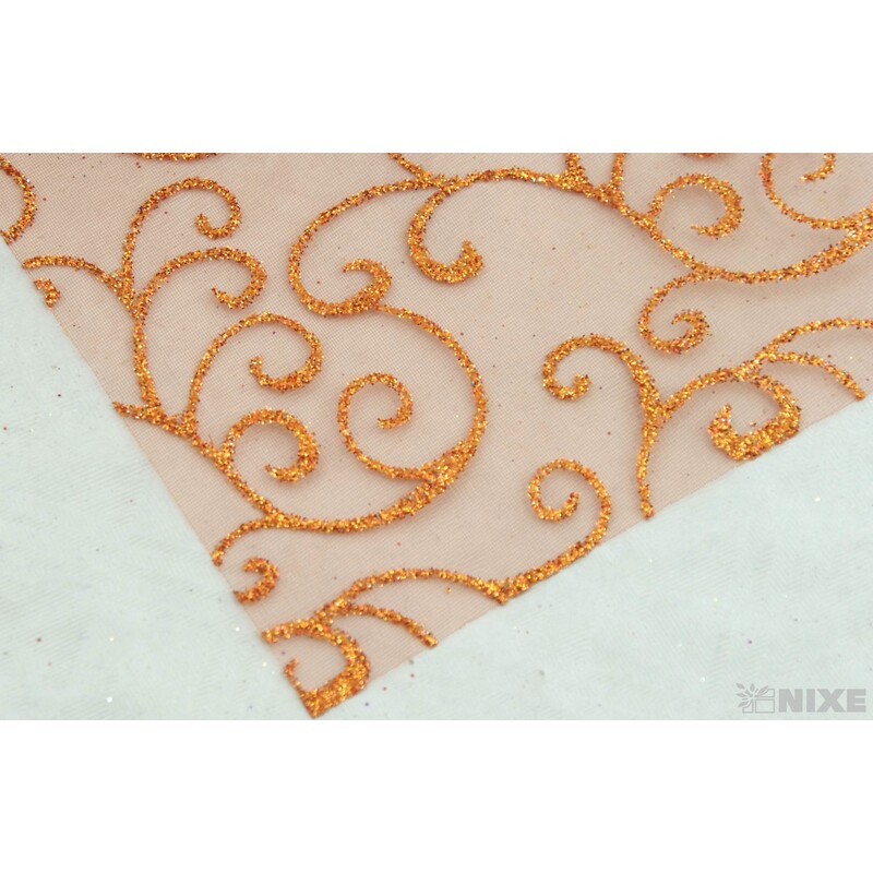 ORGANZA GLITR 38 12cmx10yd*MĚDENÁ