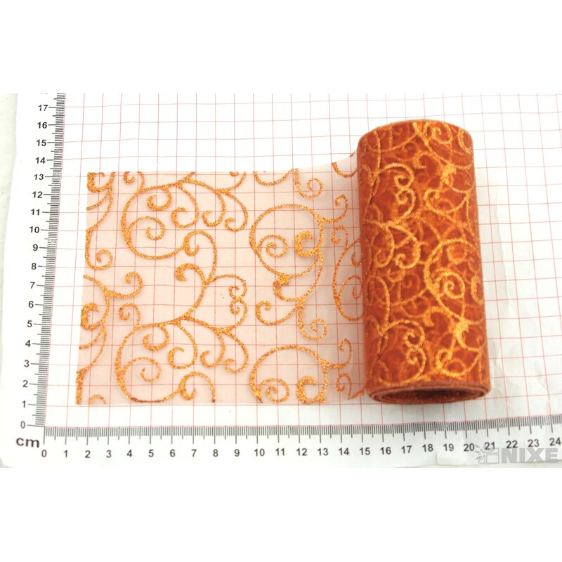 ORGANZA GLITR 38 12cmx10yd*MĚDENÁ