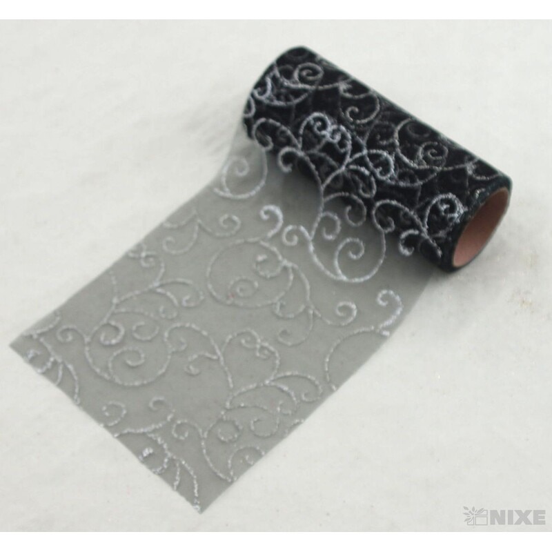 ORGANZA GLITR 38 12cmx10yd*ČERNÁ