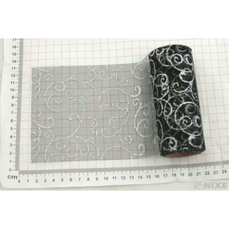 ORGANZA GLITR 38 12cmx10yd*ČERNÁ
