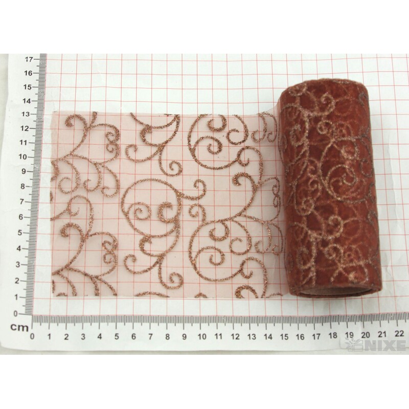 ORGANZA GLITR 38 12cmx10yd*HNĚDÁ